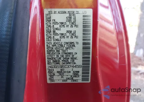 2001 Nissan Frontier Xe from USA, damaged, VIN 1N6DD21S01C374459